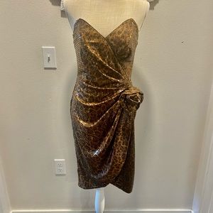 Lillie Rubin Vintage Formal Leopard Print Strapless Dress Size 8 *runs small 6